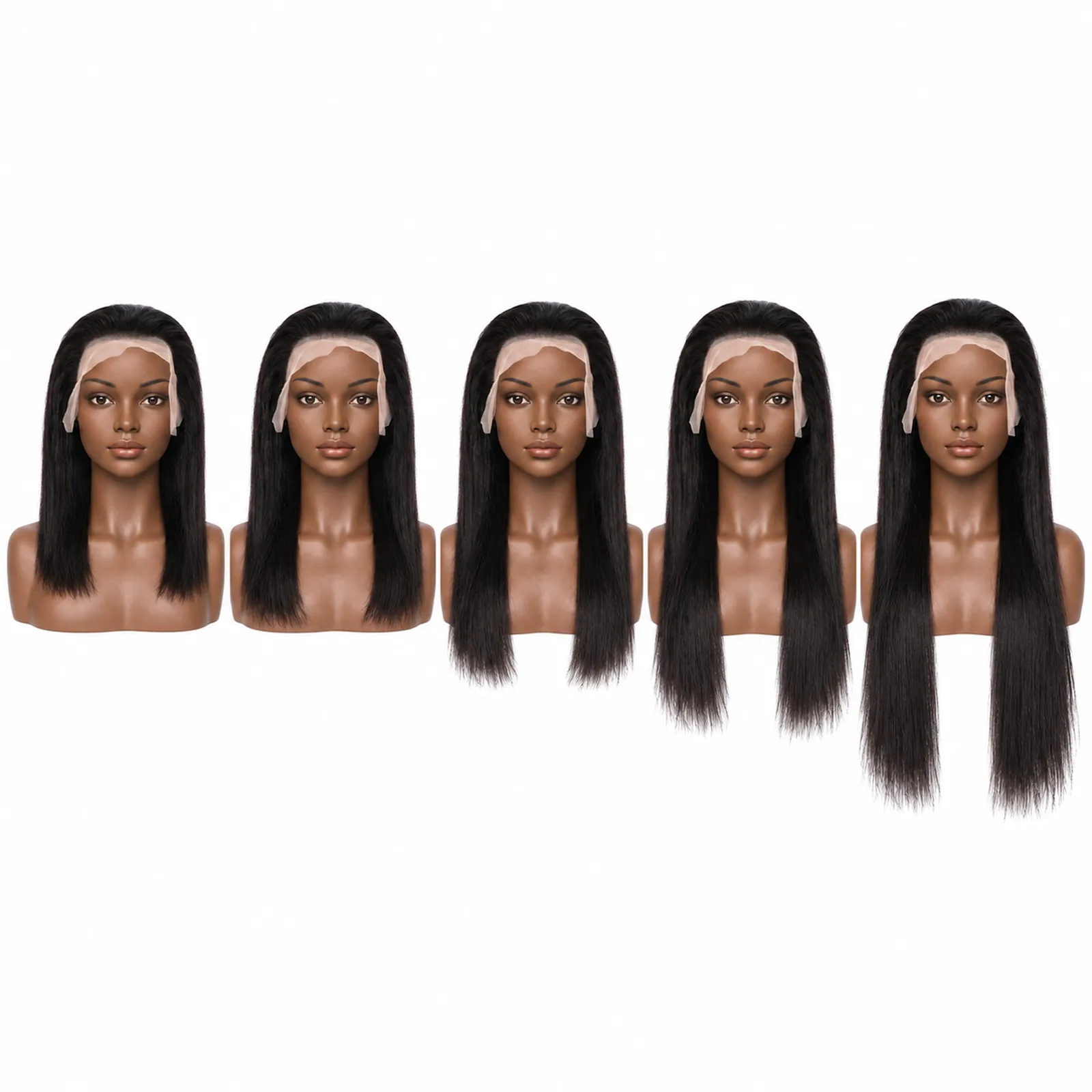 Wig length chart, straight hair