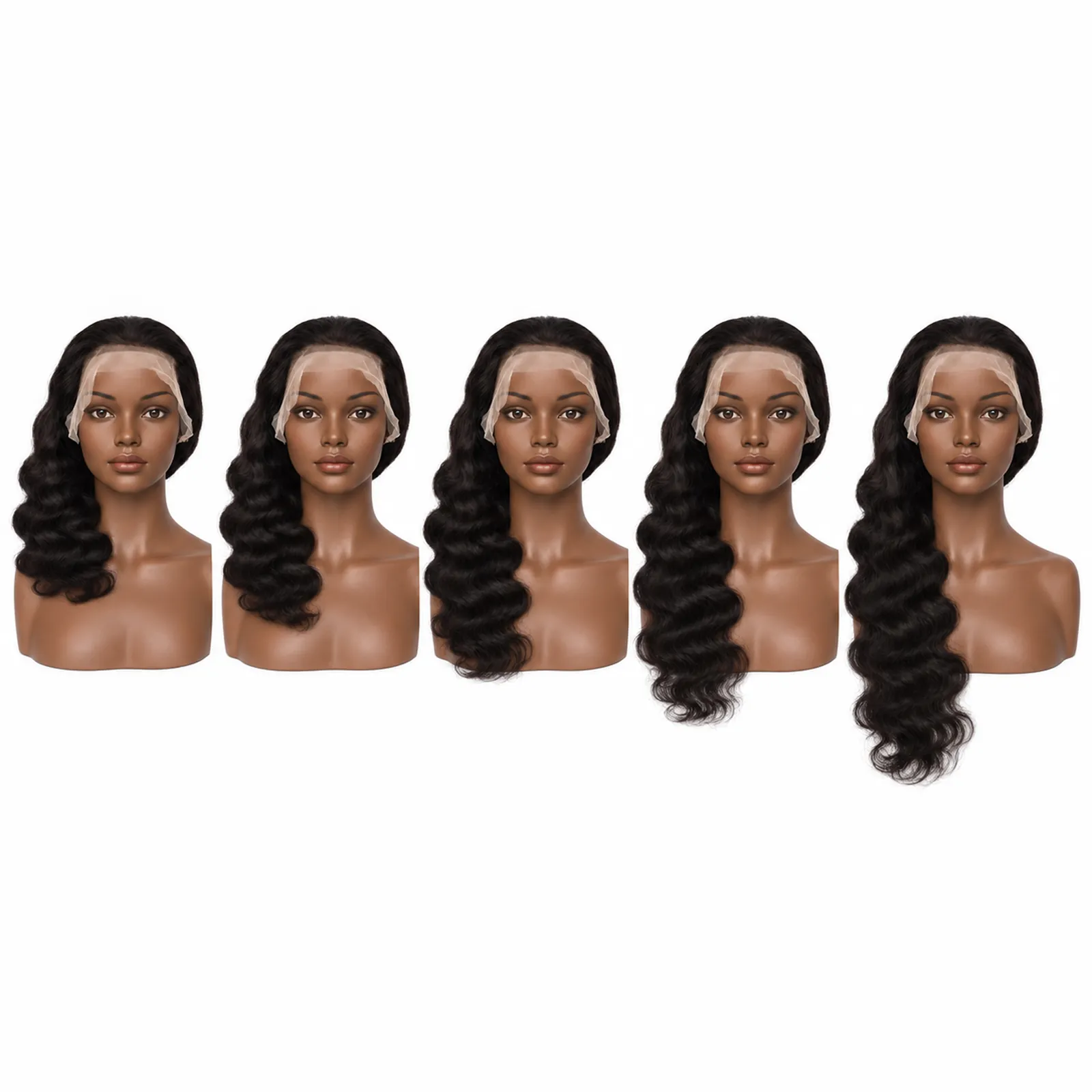Wig length chart, wavy hair