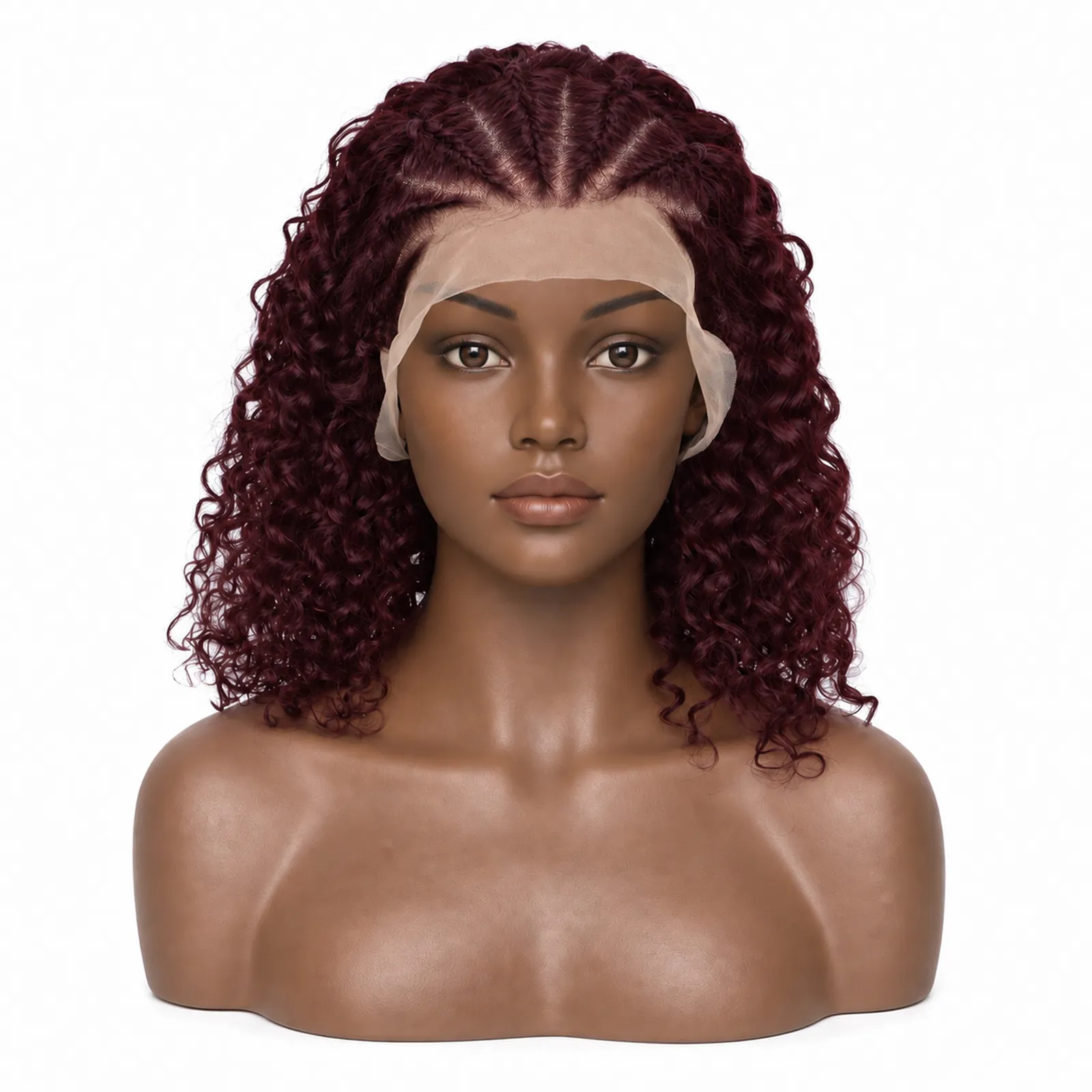 99J Wine Jerry Curl Bob Wig – front view