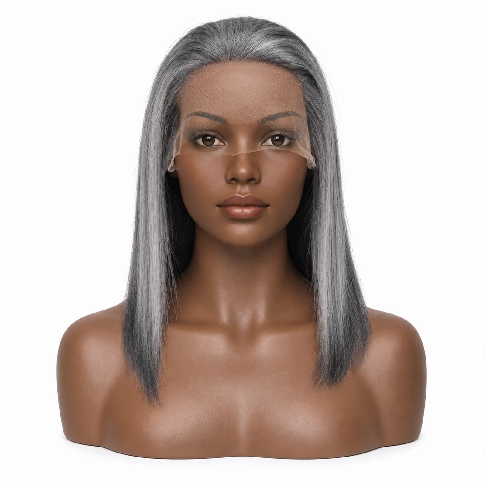Grey Straight Bob Wig – front view