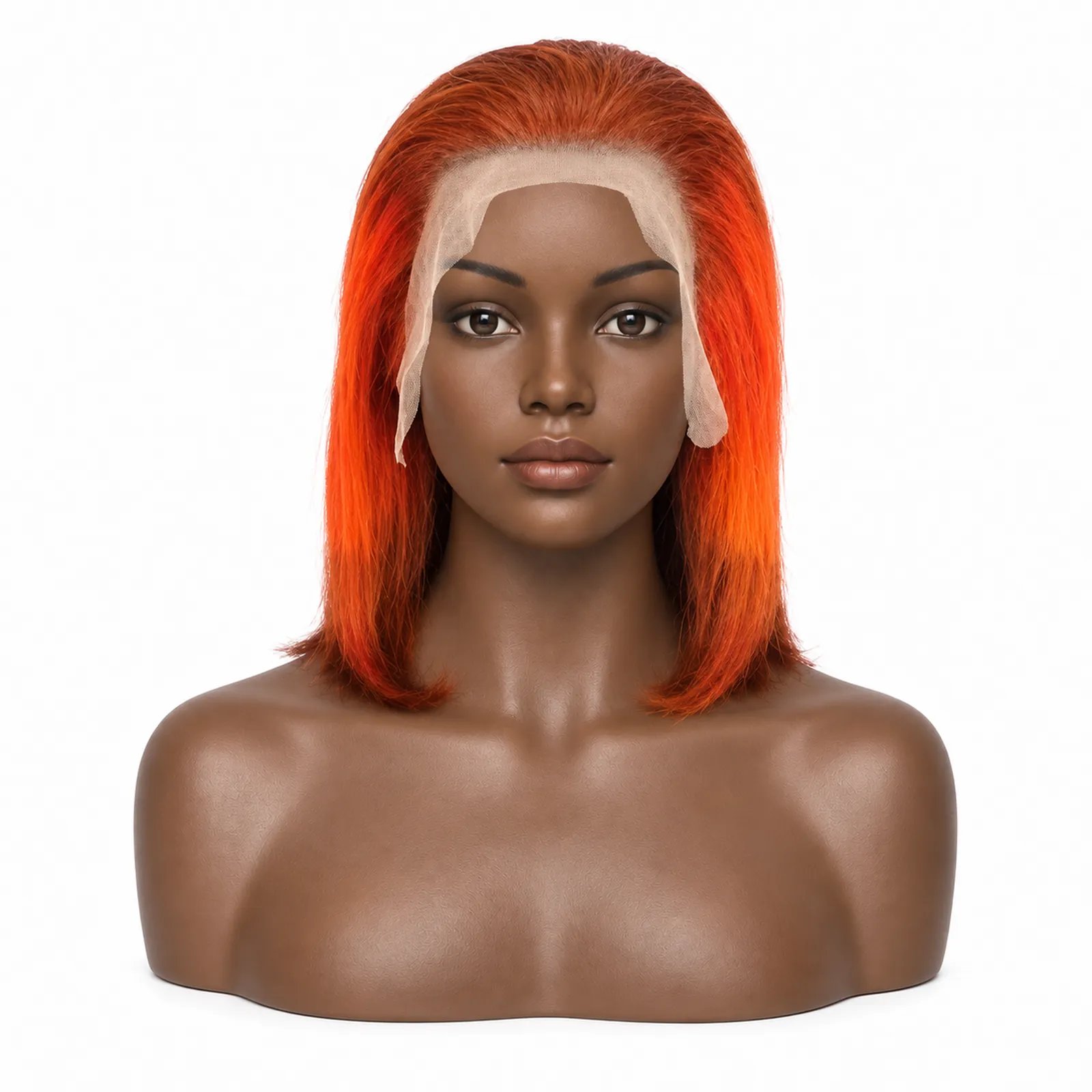 M4/350 Copper Highlight Straight Bob Wig – front view