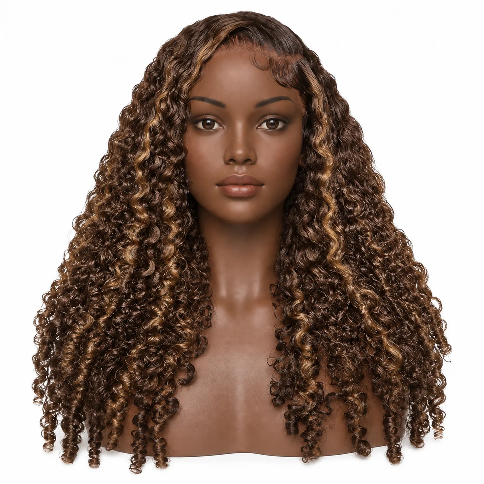 4/27 Highlight Burmese Curly Lace Front Wig – front view