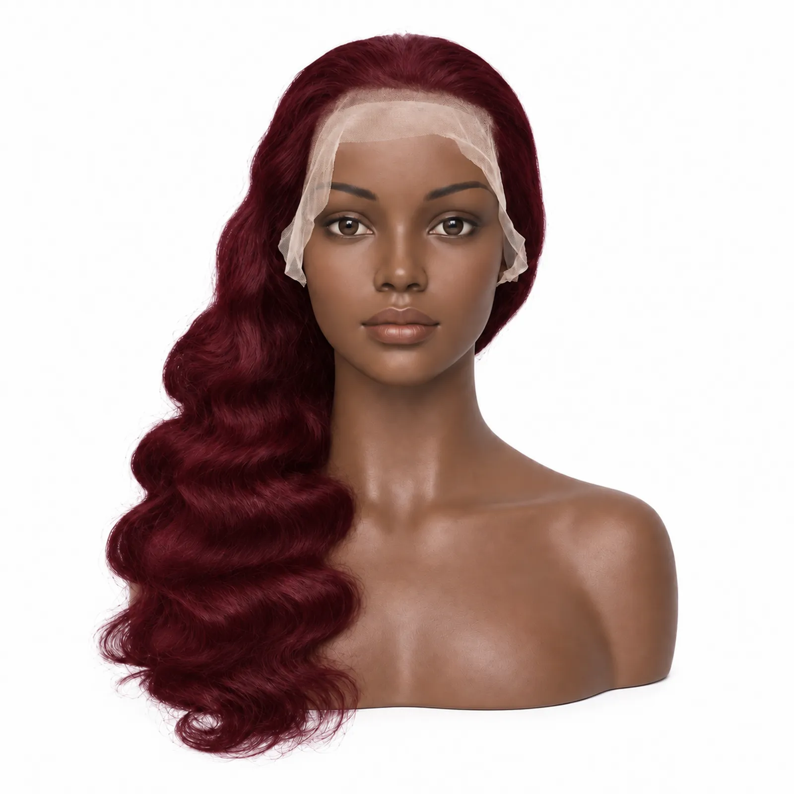 99J Wine Body Wave Lace Front Wig – front view