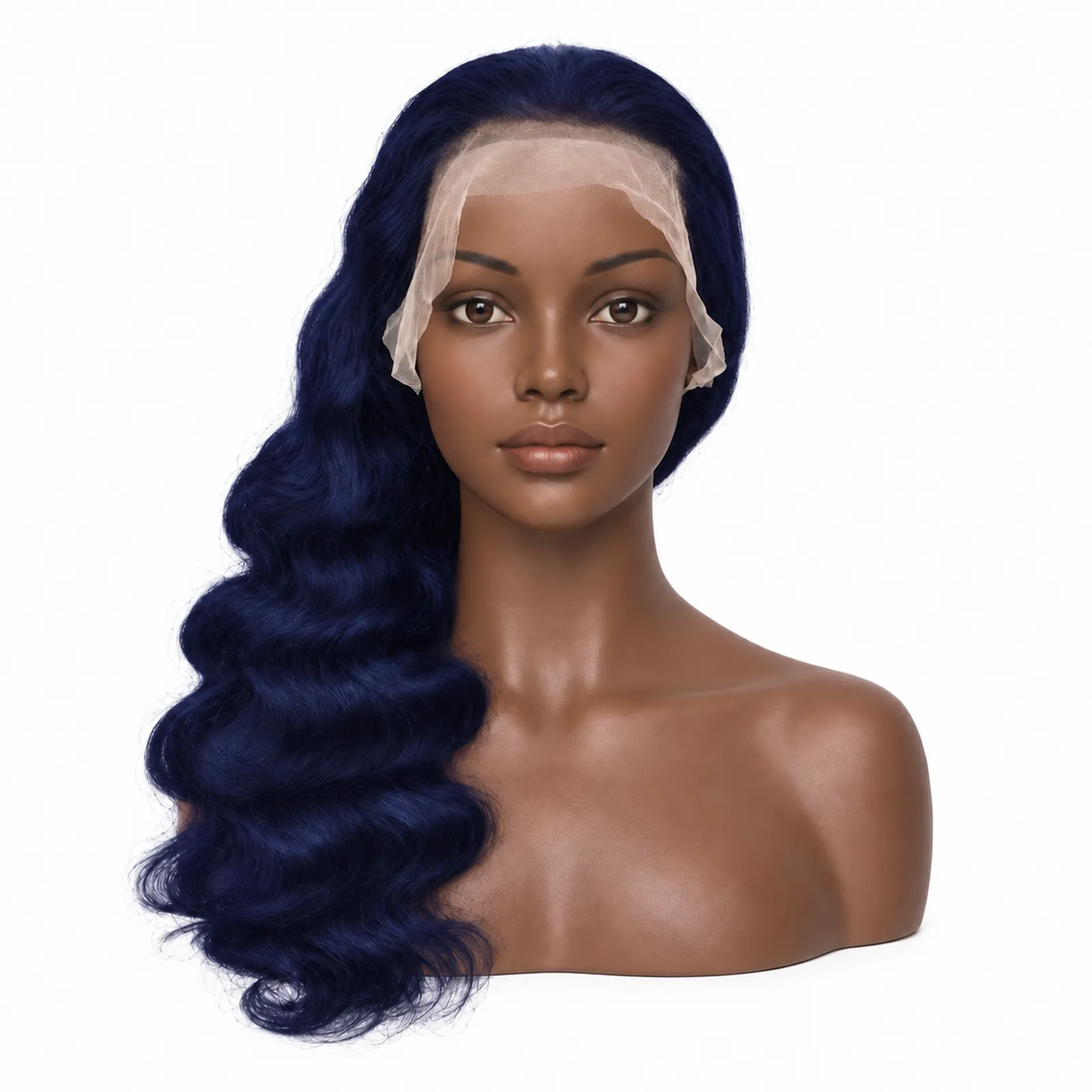 Blue Body Wave Lace Front Wig – front view