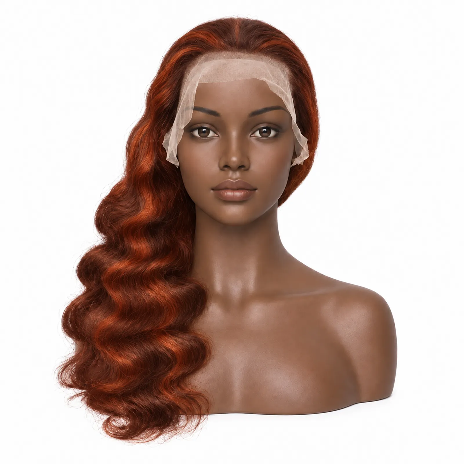 M4/350 Copper Highlight Body Wave Lace Front Wig – front view