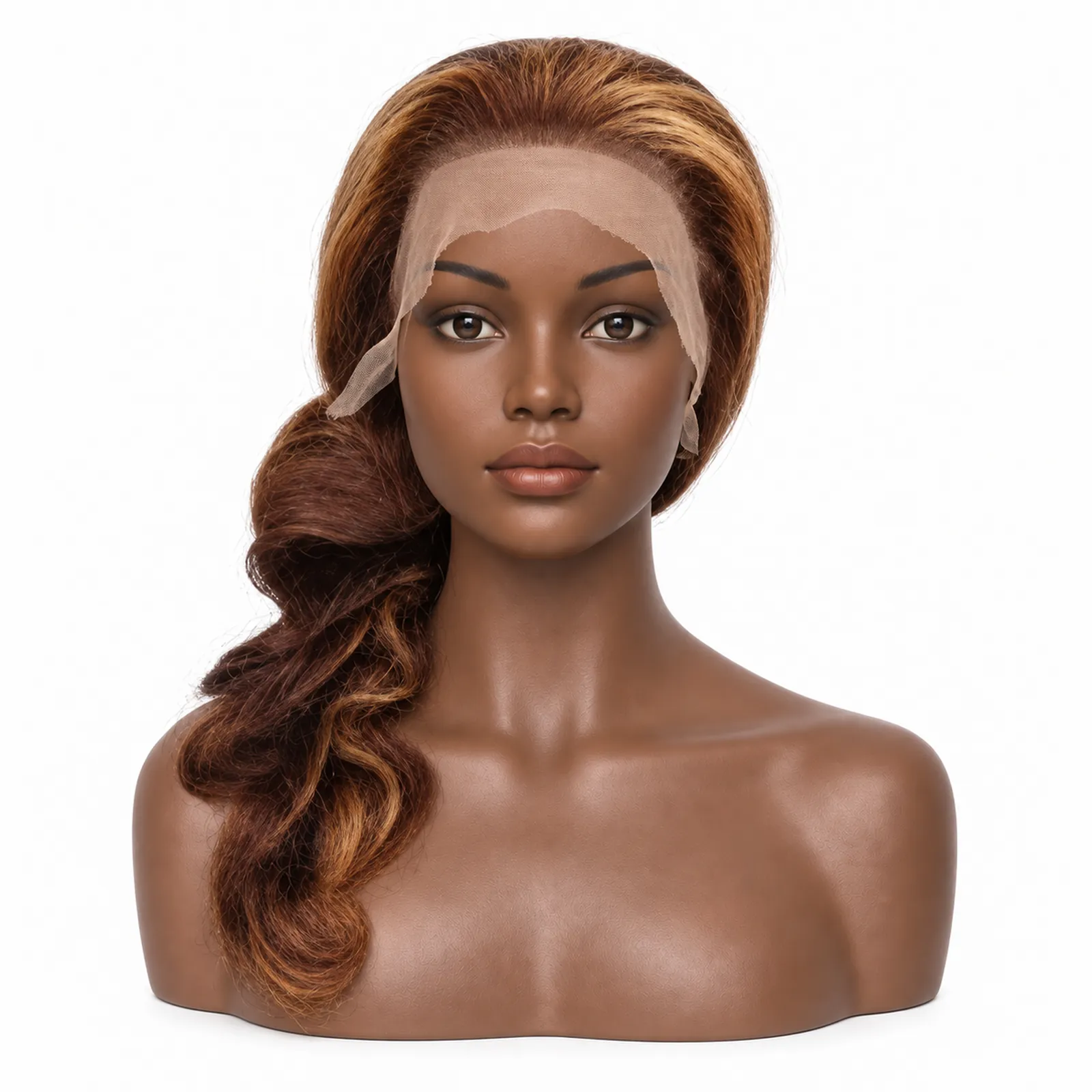 P4/27 Piano Highlight Body Wave Lace Front Wig – front view