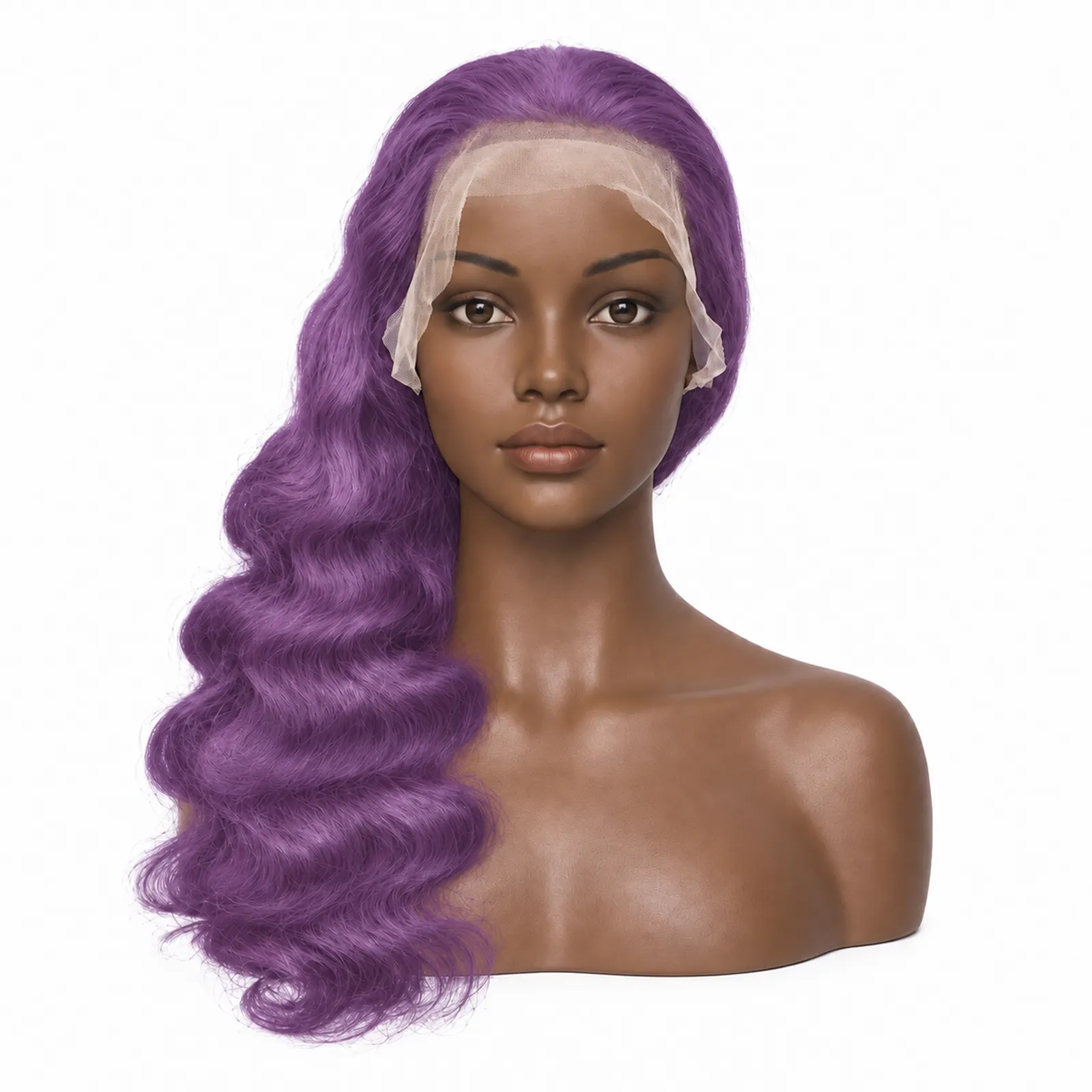 Purple Body Wave Lace Front Wig – front view