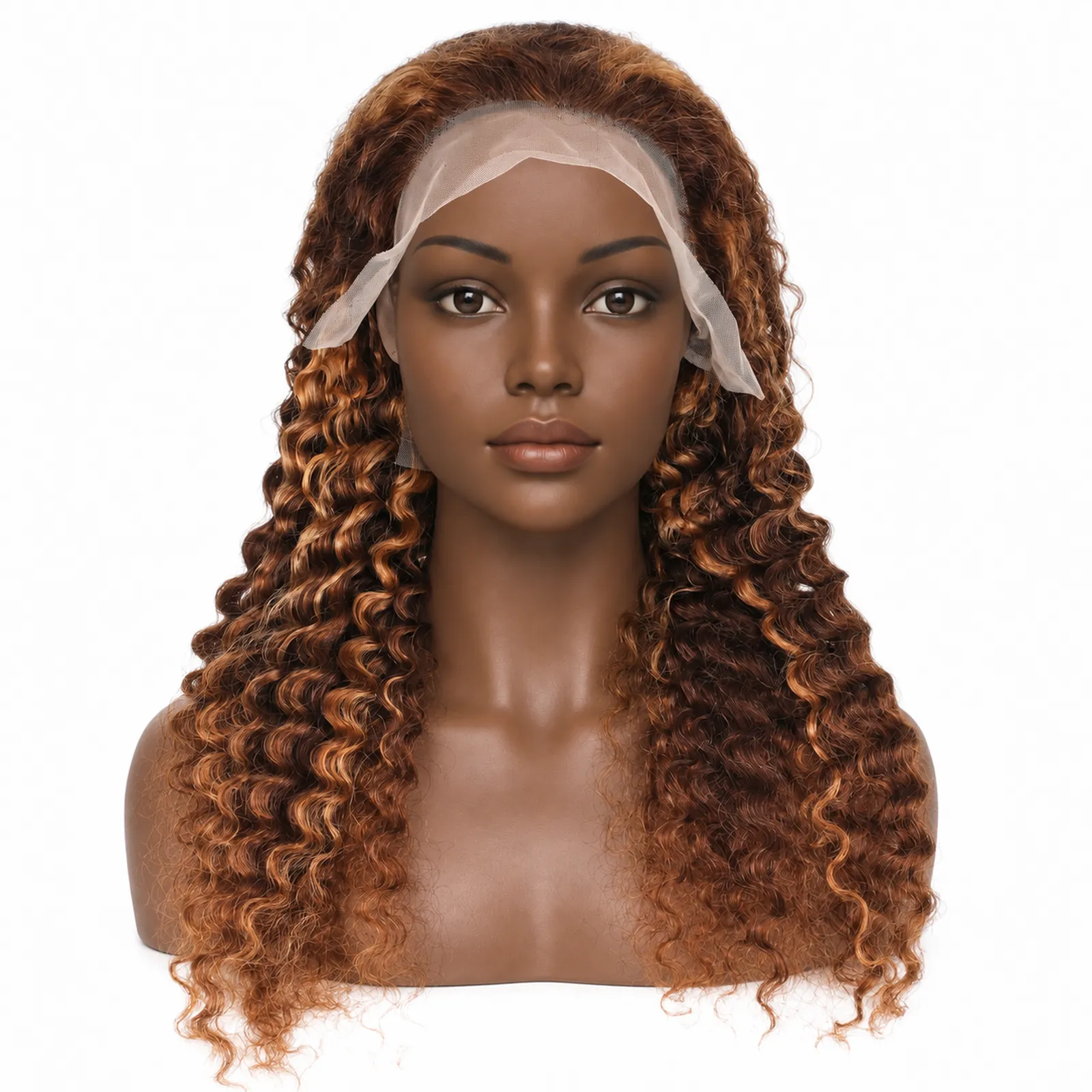 4/27 Highlight Deep Wave Lace Front Wig – front view