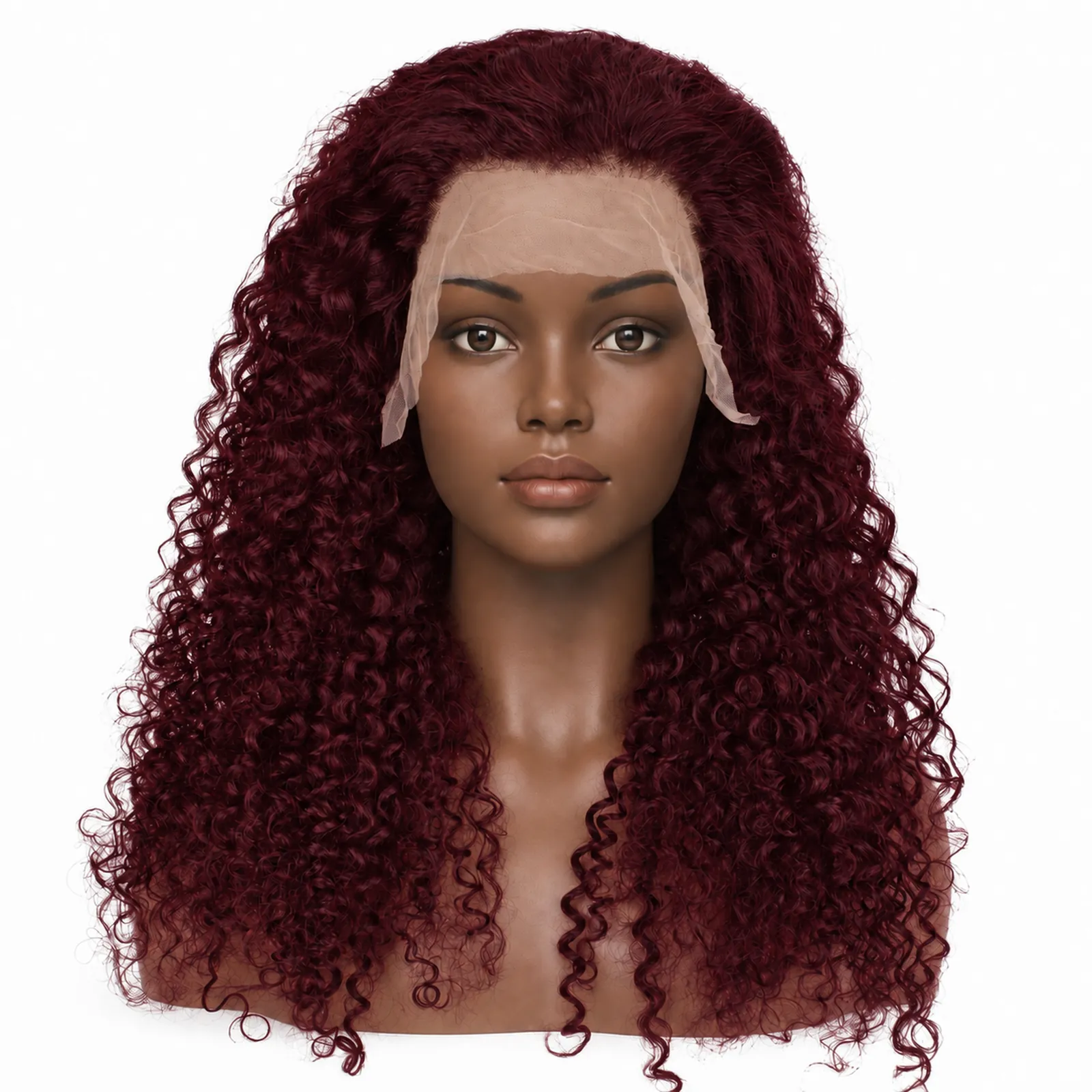 99J Wine Jerry Curl Lace Front Wig – front view