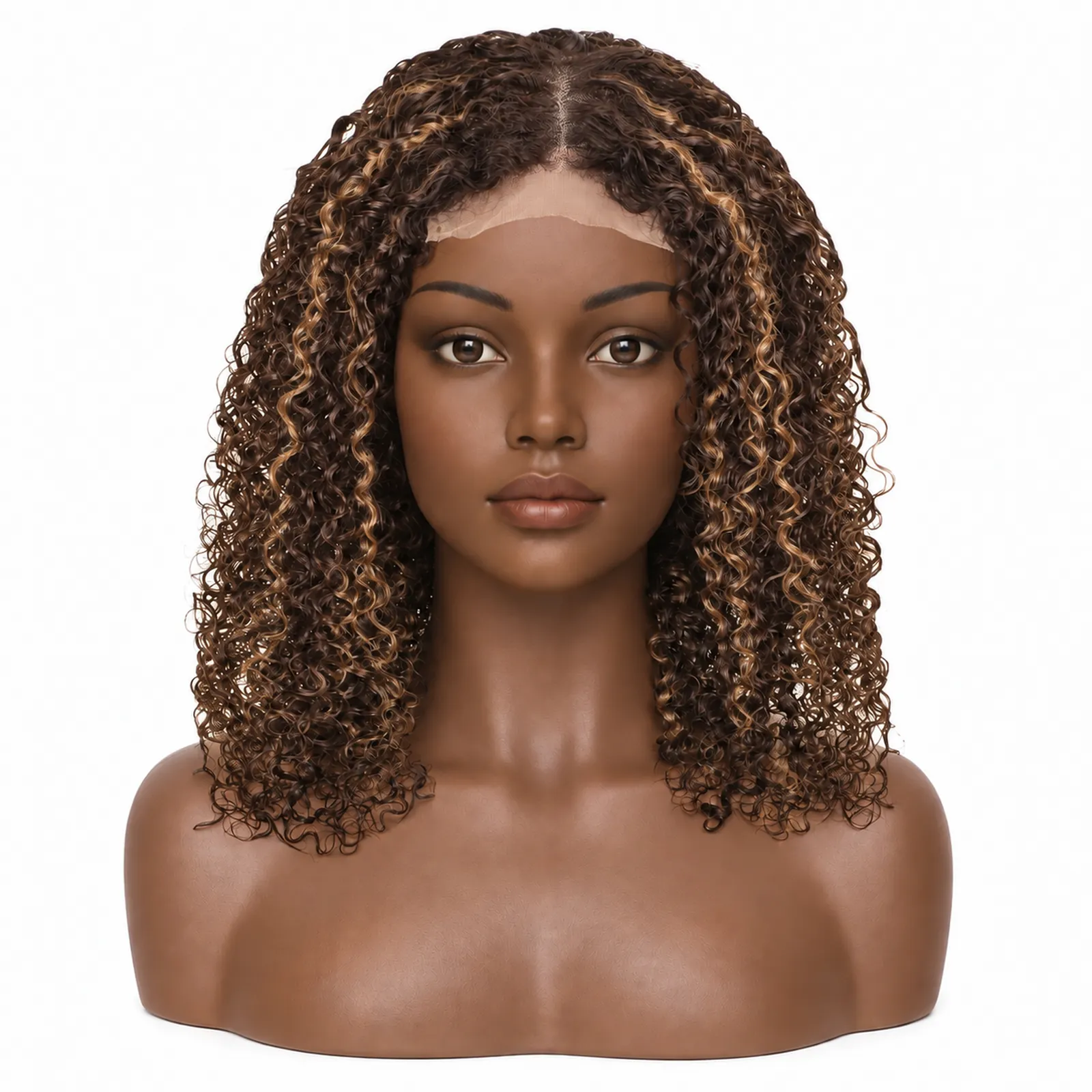 4/27 Highlight Kinky Curly Lace Front Wig – front view
