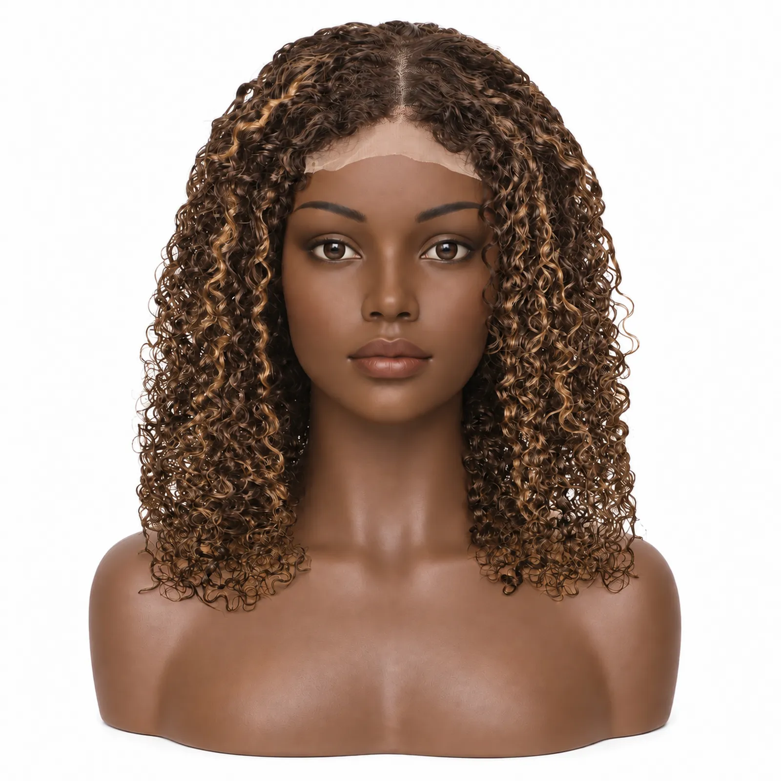 M4/27 Mixed Highlight Kinky Curly Lace Front Wig – front view