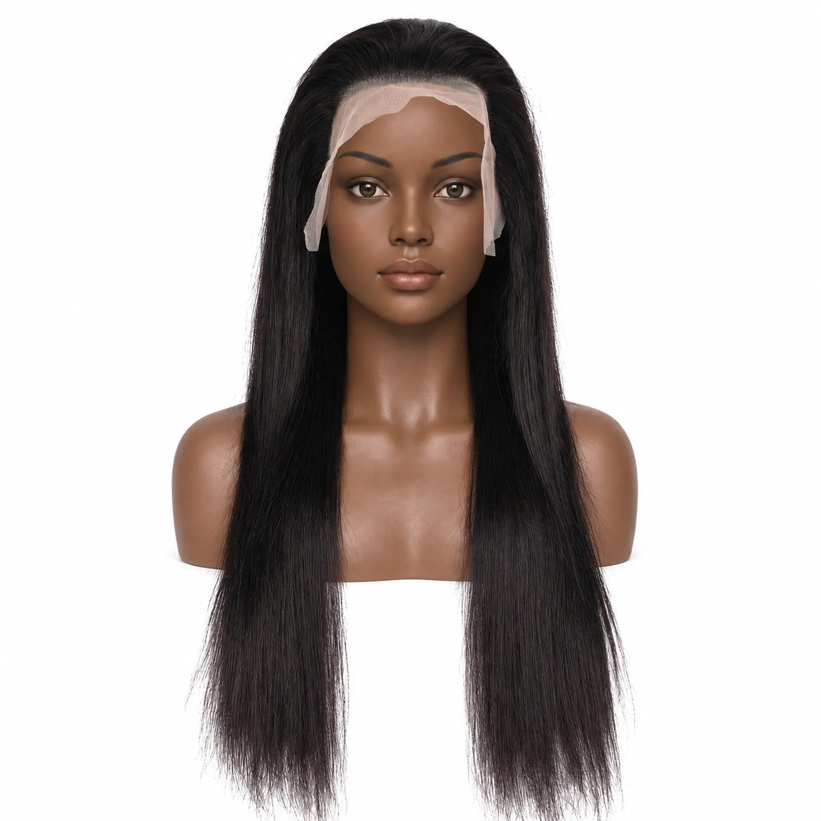 Natural Black Straight Lace Front Wig – front view