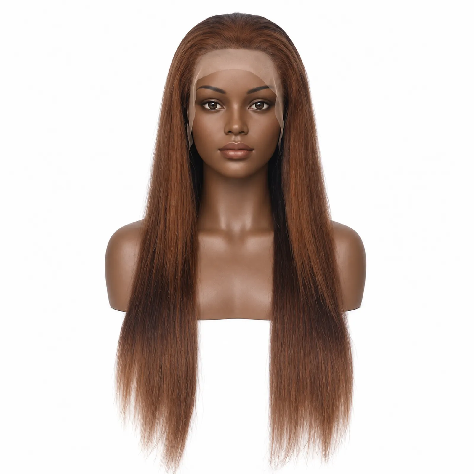 #4 Chocolate Brown Straight Lace Front Wig – front view