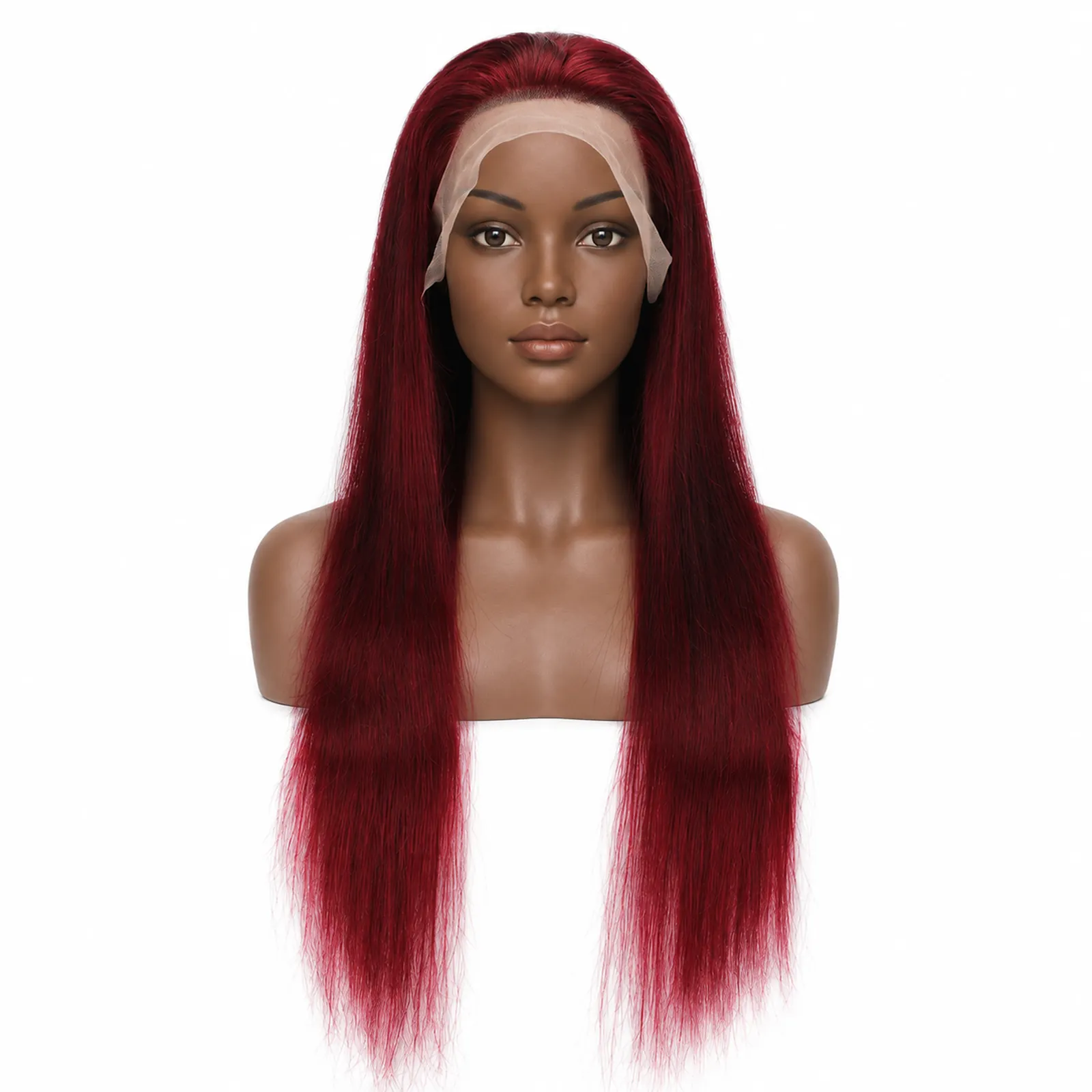 99J Wine Straight Lace Front Wig – front view