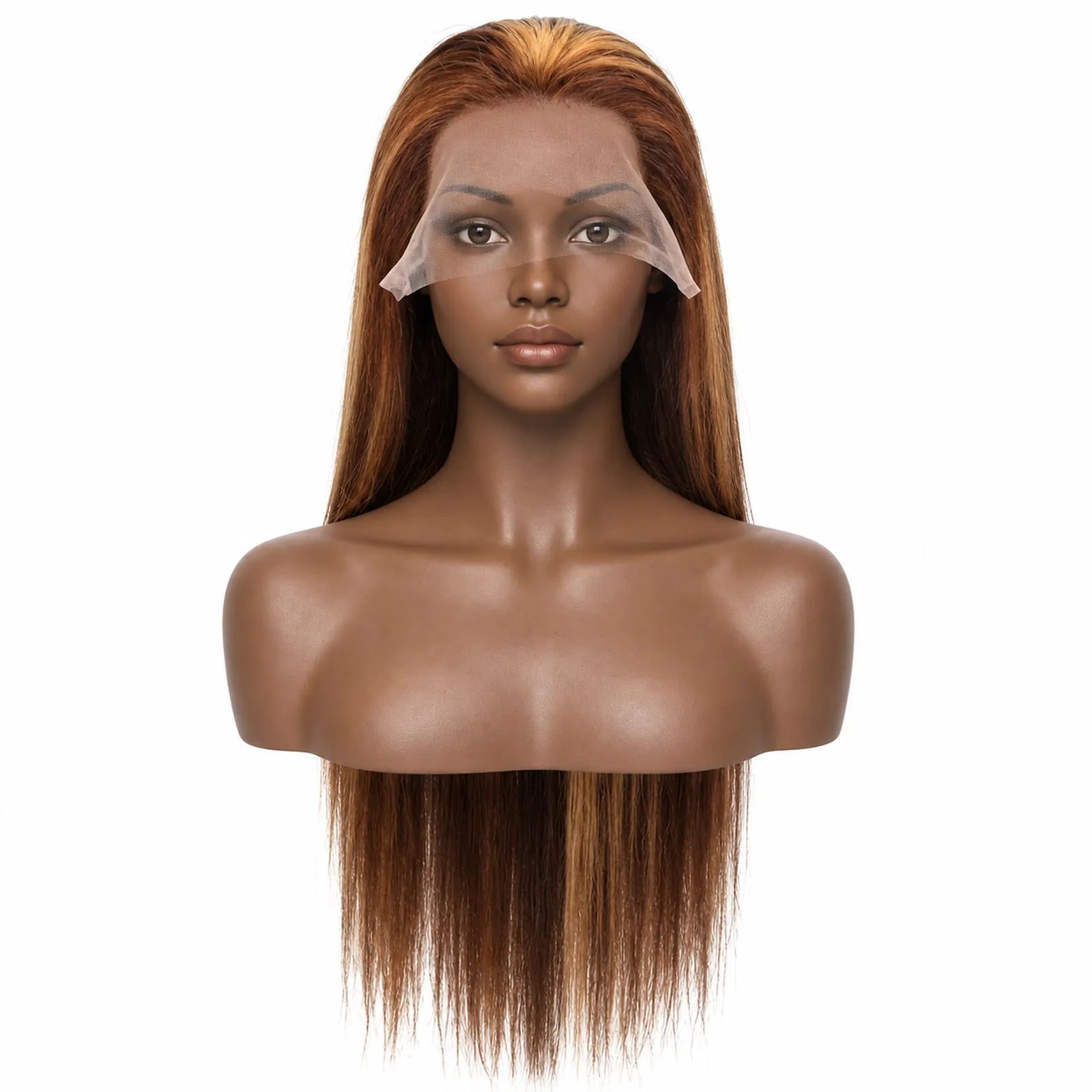 P4/27 Piano Highlight Straight Lace Front Wig – front view