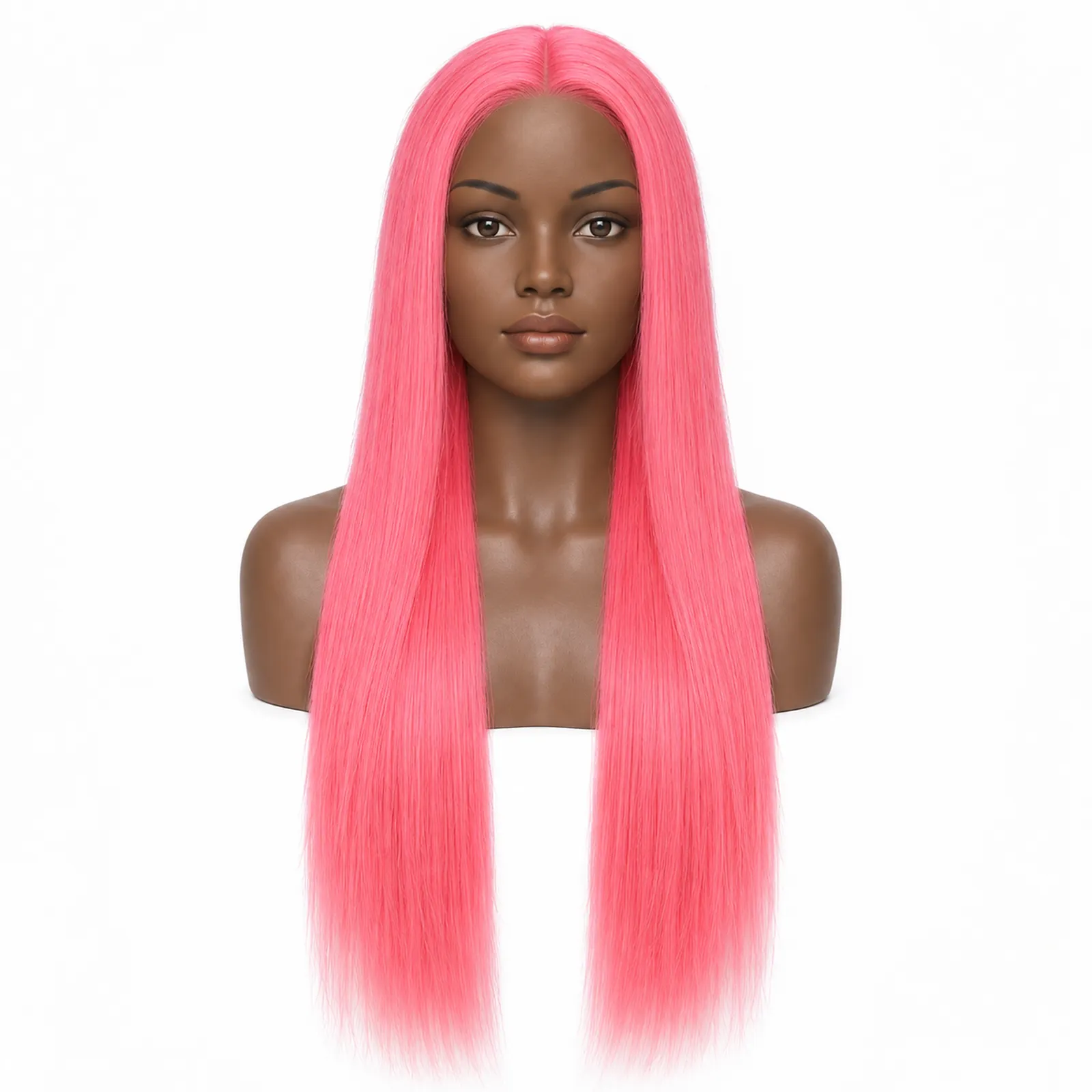 Pink Straight Lace Front Wig – front view