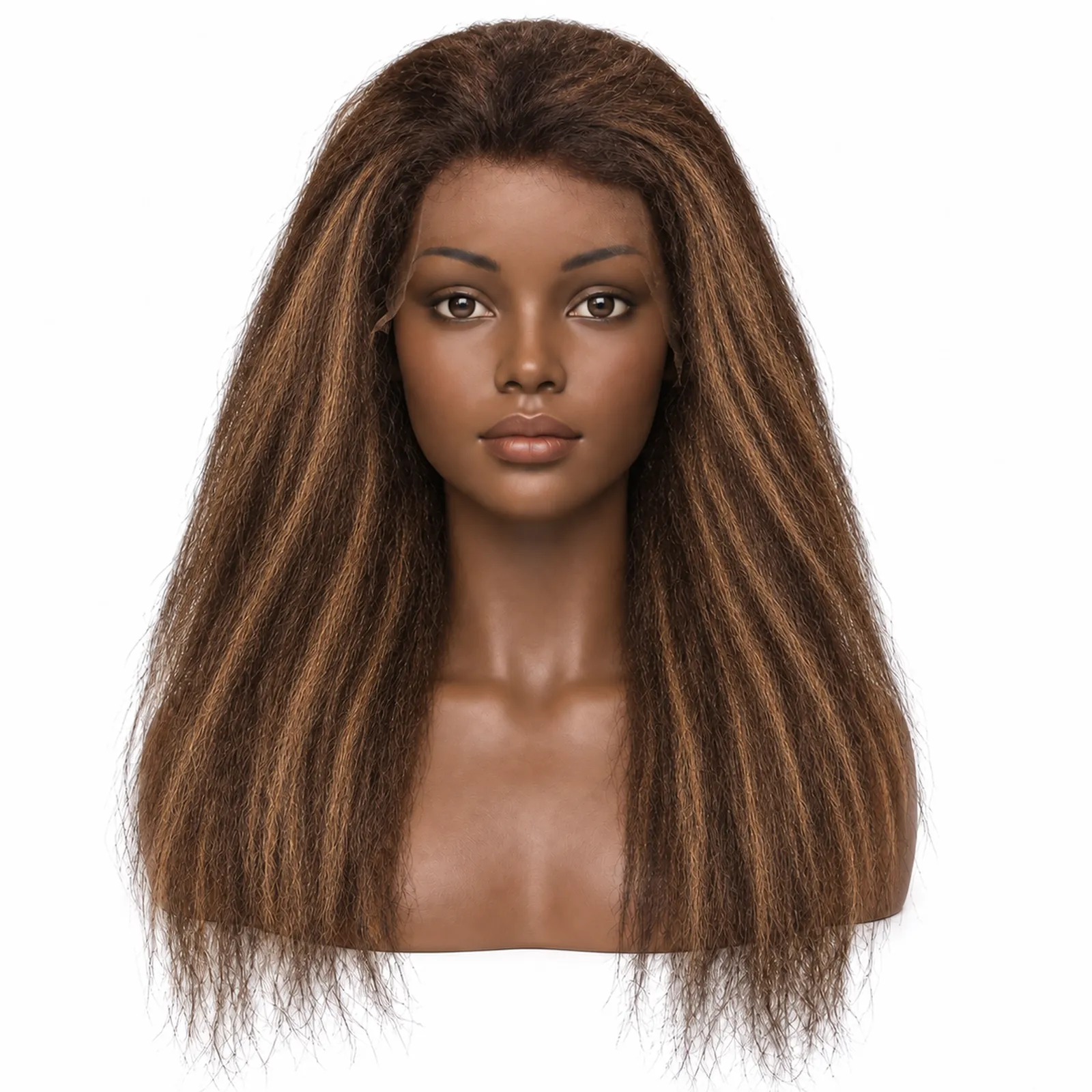 4/27 Highlight Yaki Straight Lace Front Wig – front view