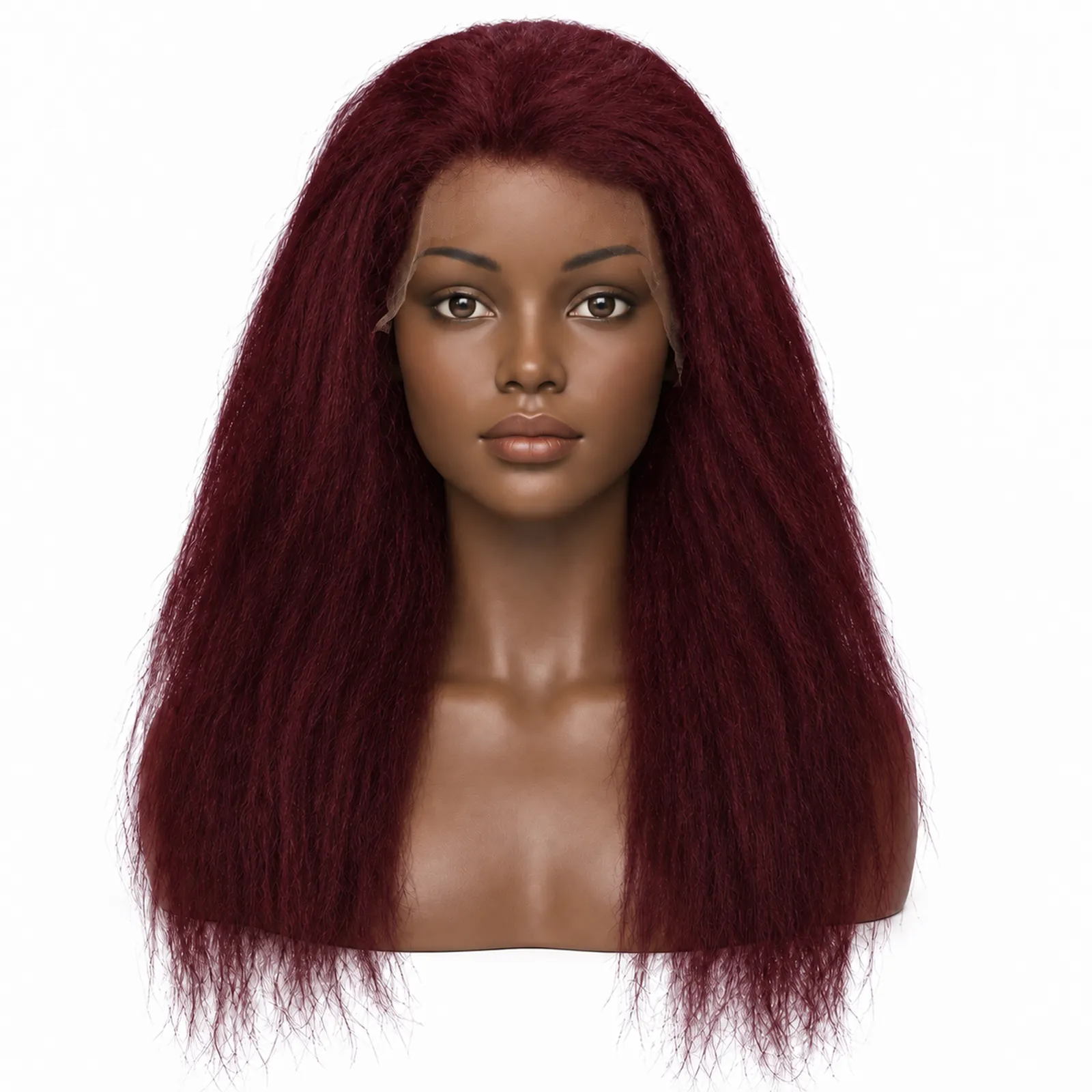 99J Wine Yaki Straight Lace Front Wig – front view
