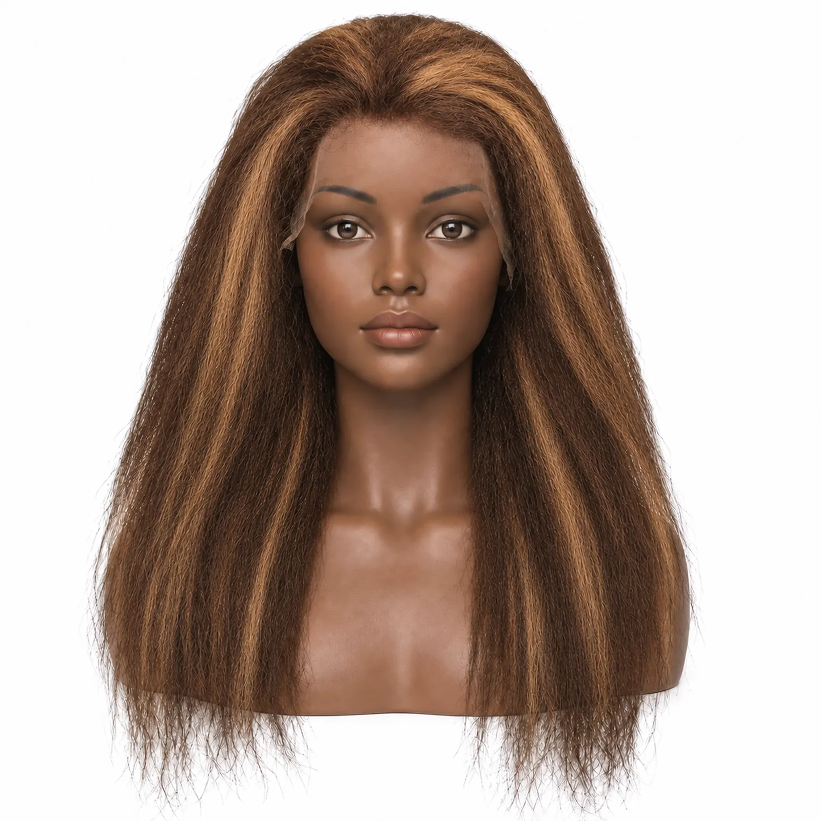 P4/27 Piano Highlight Yaki Straight Lace Front Wig – front view